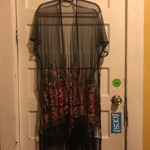 Sheer cover-up with Embroidery